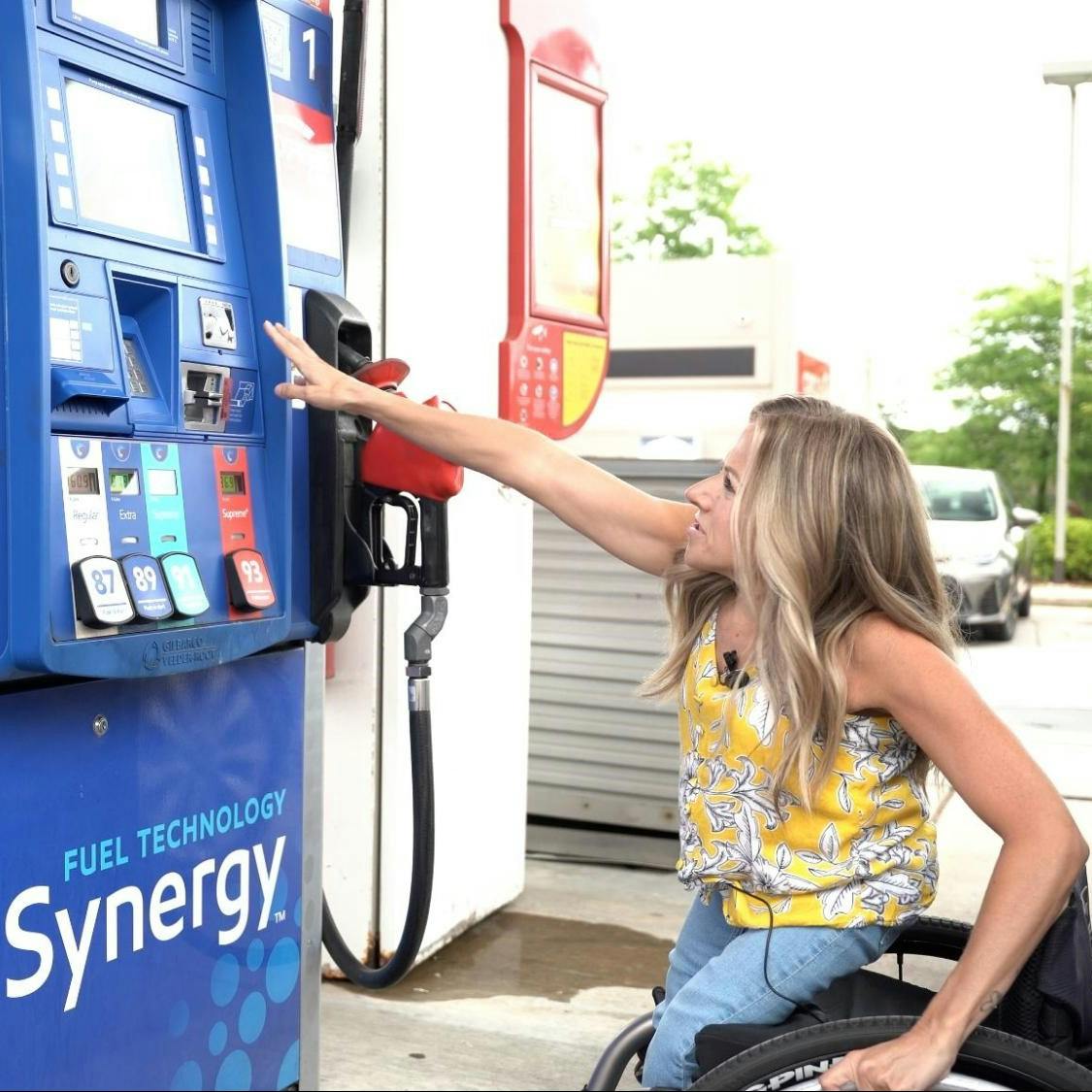 reaching card reader gas pump